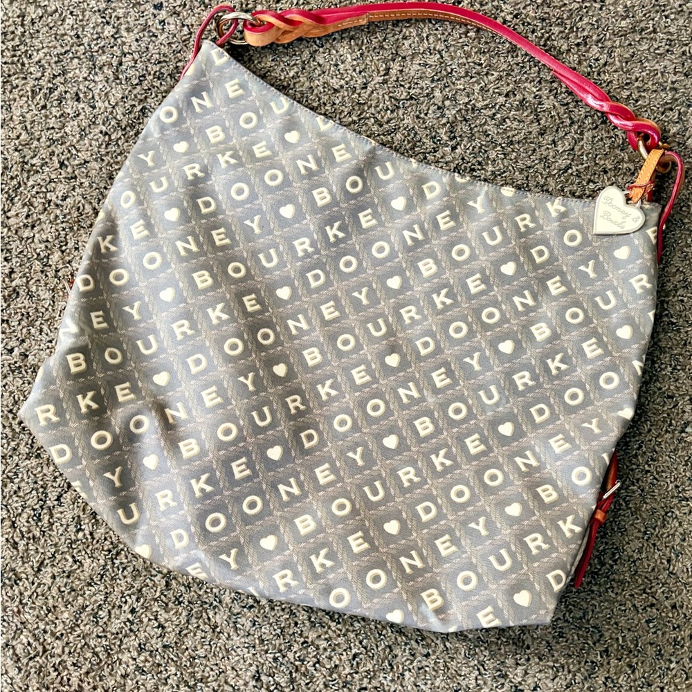 Dooney & Bourke Monogram Gray and Red Hobo Bag